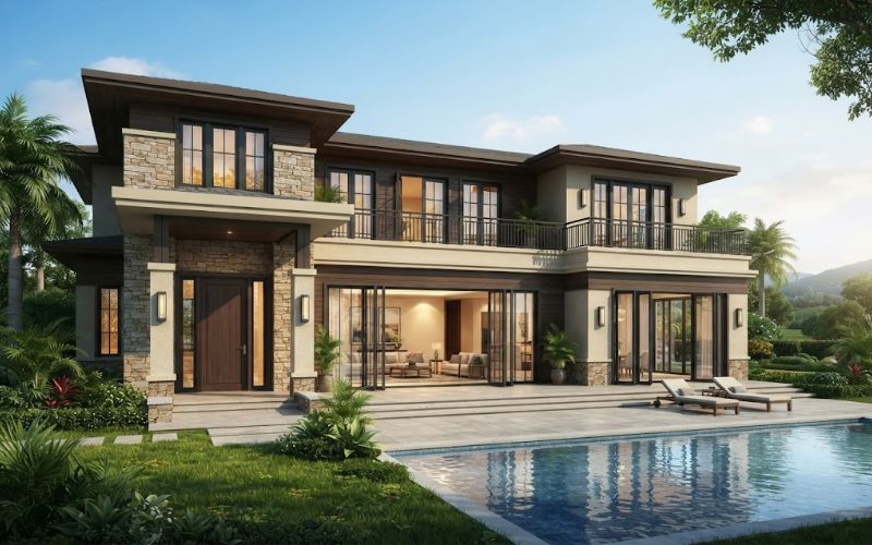 hệ thống cửa trong tổng thể kiến trúc biệt thự